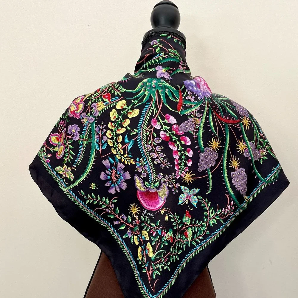 Display #3 Gucci Multicolor Black Silk Scarf Wrap